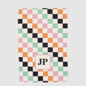 Monogram Retro Checkerboard Aangepast monogram Golfhanddoek (Voorkant)