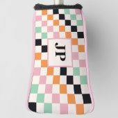 Monogram Retro Checkerboard Aangepast monogram Golfheadcover (Draai 90)