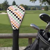 Monogram Retro Checkerboard Aangepast monogram Golfheadcover