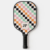 Monogram Retro Checkerboard Aangepast monogram Pickleball Paddle (Voorkant)