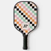 Monogram Retro Checkerboard Aangepast monogram Pickleball Paddle (Achterkant)