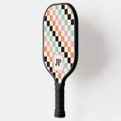 Monogram Retro Checkerboard Aangepast monogram Pickleball Paddle (Links)
