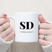 Monogram Retro Classic Elegant Minimaal Zwart Wit