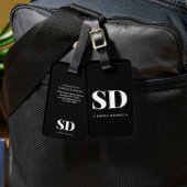 Monogram Retro Classic Elegant Zwart Wit Recept Bagagelabel