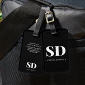 Monogram Retro Classic Elegant Zwart Wit Recept Bagagelabel