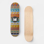 Monogram Retro Colorful Animals Patroon #8 Skateboard (Voorkant)