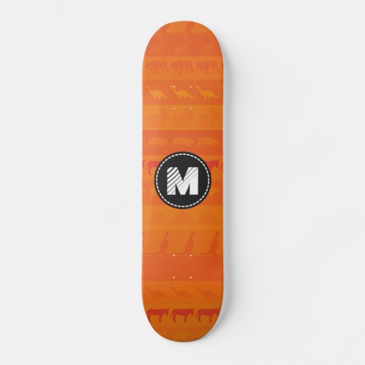Monogram Retro Colorful Animals Patroon #9 Skateboard (Voorkant)