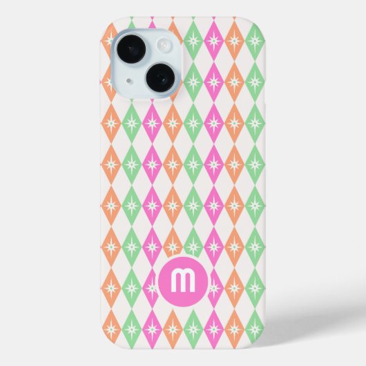 Monogram Retro Diamonds Case-Mate iPhone Case (Achterkant)