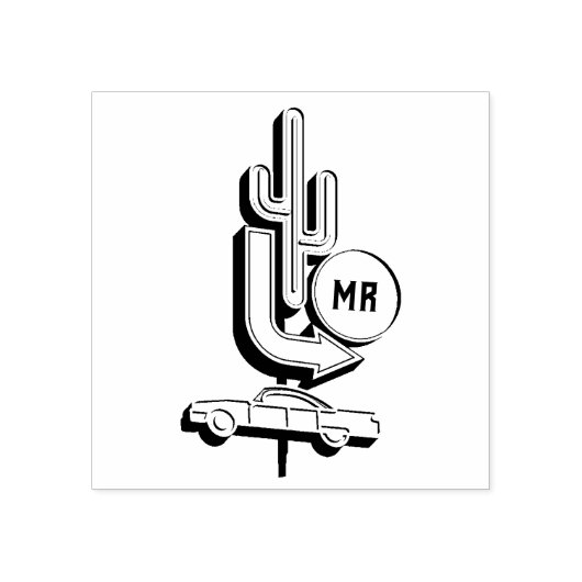 Monogram Retro Diner Sign Rubberstempel (Afrduk)