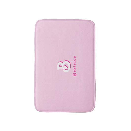Monogram Retro Elegant Minimaal Roze en Wit Badmat (Voorkant Verticaal)