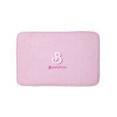 Monogram Retro Elegant Minimaal Roze en Wit Badmat (Voorkant)
