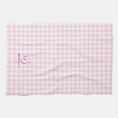 Monogram Retro Elegant Minimaal Roze en Wit Theedoek (Horizontaal)