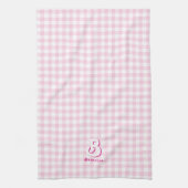 Monogram Retro Elegant Minimaal Roze en Wit Theedoek (Verticaal)