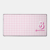 Monogram Retro Elegant Minimaal Roze & Wit Plaid Bureaumat (Voorkant)