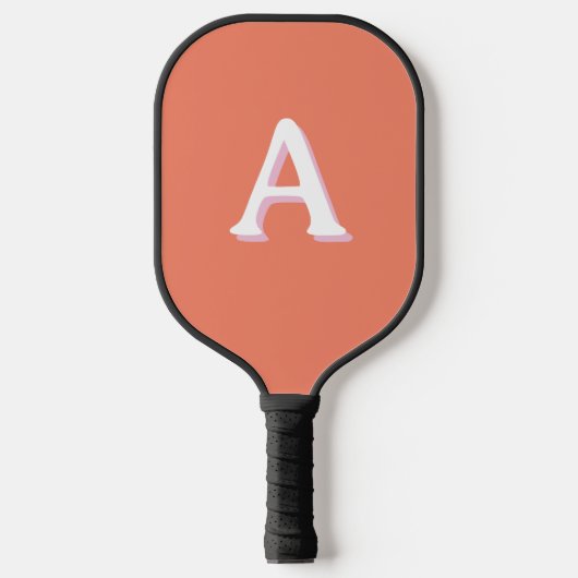Monogram Retro Font Peach Pink Pickleball Paddle (Voorkant)