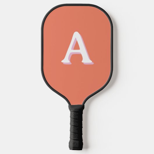 Monogram Retro Font Peach Pink Pickleball Paddle (Achterkant)