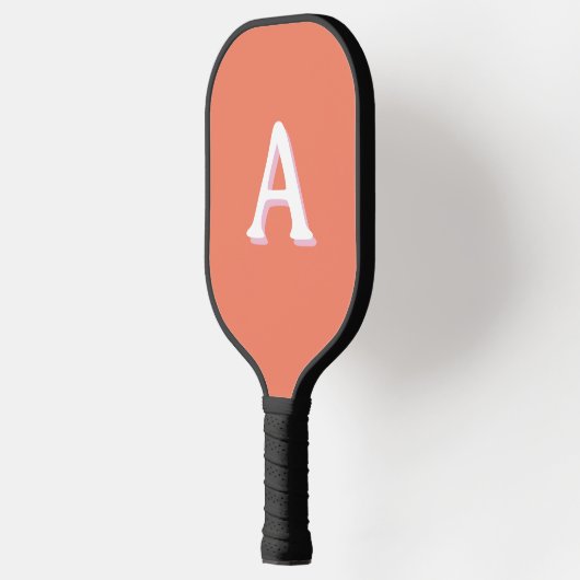 Monogram Retro Font Peach Pink Pickleball Paddle (Links)