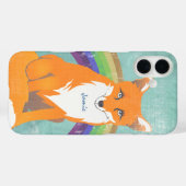Monogram Retro Fox Art Aqua Oranje Retro Case-Mate iPhone Case (Achterkant (horizontaal))