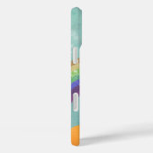 Monogram Retro Fox Art Aqua Oranje Retro Case-Mate iPhone Case (Achterkant / Rechts)