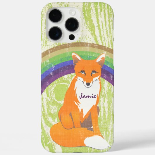 Monogram Retro Fox Art Limoen Sinaasappel Retro Case-Mate iPhone Case (Achterkant)