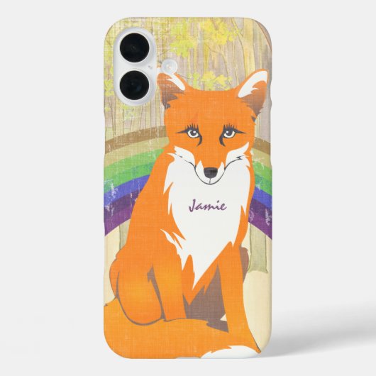 Monogram Retro Fox Art Limoen Sinaasappel Retro iP Case-Mate iPhone Case (Achterkant)