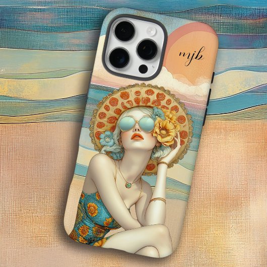 Monogram Retro Glam Summer Beach Vrouw Case-Mate iPhone Case