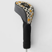 Monogram Retro Groovy Daisy Checkerboard Golfheadcover (Schuin)