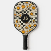 Monogram Retro Groovy Daisy Checkerboard Pickleball Paddle (Achterkant)