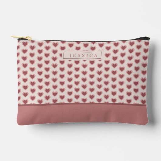Monogram Retro Hearts Pink Burgundy Etui (Voorkant)