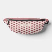 Monogram Retro Hearts Pink Burgundy Heuptasje (Liggend)