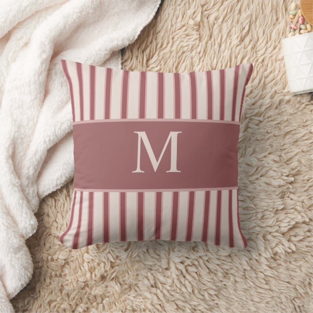Monogram Retro Hearts Pink Burgundy Kussen (Deken)