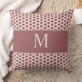 Monogram Retro Hearts Pink Burgundy Kussen