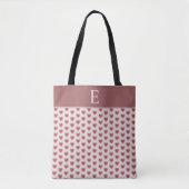 Monogram Retro Hearts Pink Burgundy Tote Bag (Voorkant)