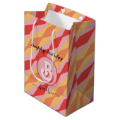 Monogram Retro Hippie 70er jaren Roze Geometrisch  Medium Cadeauzakje (Voorkant Gekanteld)