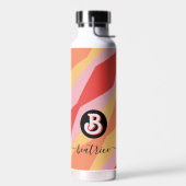 Monogram Retro Hippie 70er jaren Roze Geometrisch  Waterfles (Links)