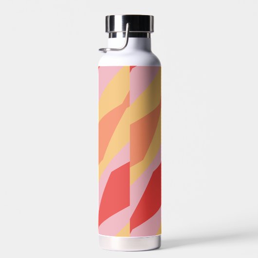 Monogram Retro Hippie 70er jaren Roze Geometrisch  Waterfles (Rechts)