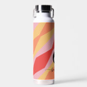 Monogram Retro Hippie 70s Roze Geometrisch Pastel Waterfles (Voorkant)
