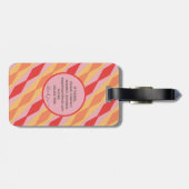 Monogram Retro Hippie 70s roze geometrische pastel Bagagelabel (Achterkant horizontaal)