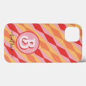 Monogram Retro Hippie 70s roze geometrische pastel Case-Mate iPhone Case (Achterkant (horizontaal))