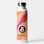 Monogram Retro Hippie 70s roze geometrische pastel Waterfles (Links)