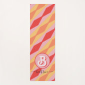 Monogram Retro Hippie 70s roze geometrische pastel Yogamat (Voorkant)