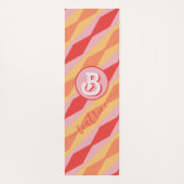 Monogram Retro Hippie 70s roze geometrische pastel Yogamat (Achterkant)