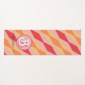 Monogram Retro Hippie 70s roze geometrische pastel Yogamat (Voorkant (horizontaal))