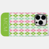 Monogram Retro Kerst Diamanten Roze & Groen Case-Mate iPhone Case (Achterkant (horizontaal))