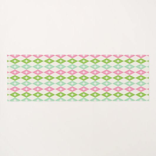 Monogram Retro Kerst Diamanten Roze & Groen Yogamat (Achterkant (horizontaal))