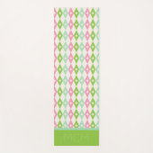 Monogram Retro Kerst Diamanten Roze & Groen Yogamat (Voorkant)