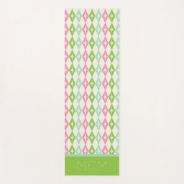 Monogram Retro Kerst Diamanten Roze & Groen Yogamat