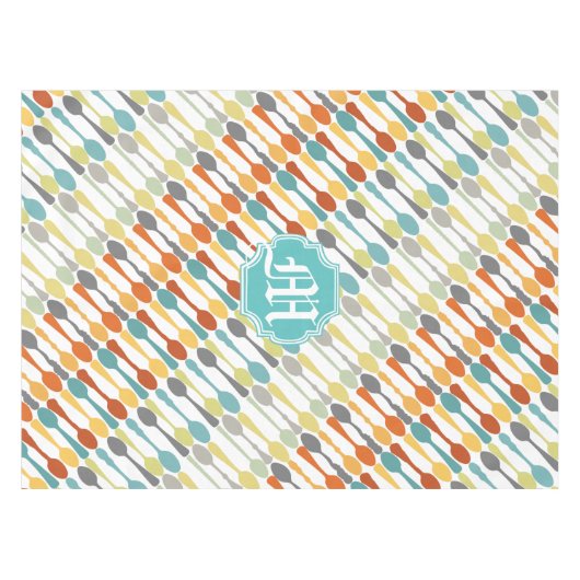 Monogram Retro Kleuren Lepelpatroon Tafelkleed (Voorkant (Horizontaal))