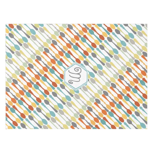 Monogram Retro Kleuren Lepelpatroon Tafelkleed (Voorkant (Horizontaal))