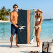 Monogram retro kleurenpalet strepen strandlaken